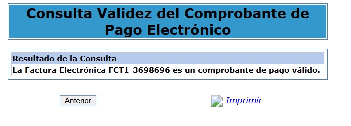 CONSULTA DE VALIDEZ DE COMPROBANTE