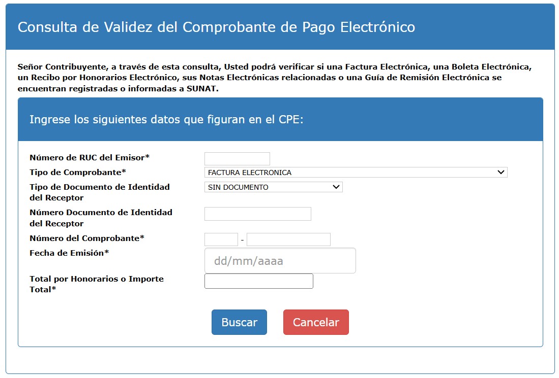 CONSULTA DE VALIDEZ DE COMPROBANTE
