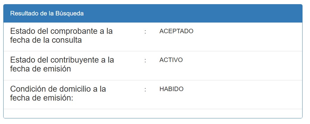 CONSULTA DE VALIDEZ DE COMPROBANTE